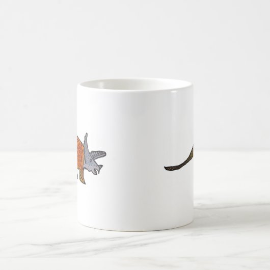 トリケラトプス恐竜かわいいアートイラストレーション コーヒーマグカップ (中央)