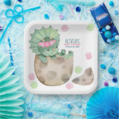 トリケラトプス恐竜の女の子ベビーシャワー ペーパープレート (パーティー)