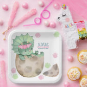 トリケラトプス恐竜の女の子ベビーシャワー ペーパープレート (パーティー)