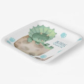 トリケラトプス恐竜の男の子の赤ちゃんシャワー ペーパープレート (傾斜あり)