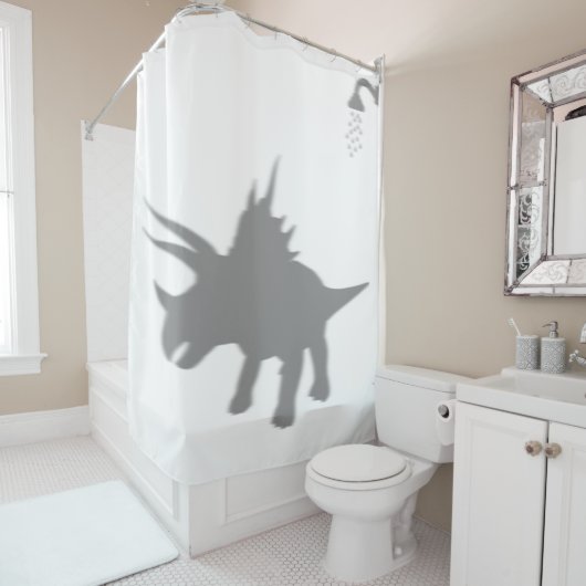 トリケラトプス恐竜シルエットの影の背後 シャワーカーテン (インサイチュ)