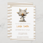 トリケラトプス恐竜ニュートラルベビーシャワーパーティー 招待状 (正面/裏面)