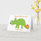 トリケラトプス恐竜ハロウィーンカード カード (黄色い花)
