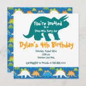 トリケラトプス恐竜バースデーパーティ招待状 招待状 (正面/裏面)