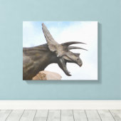 トリケラトプス恐竜 キャンバスプリント (インサイチュ (ウッドフロア))