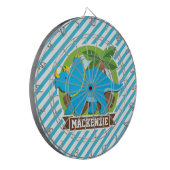 トリケラトプス恐竜、スカイブルー&ホワイトストライプ恐竜 ダーツボード (正面左)