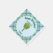 トリケラトプス青と緑の恐竜パーソナライズされた スタンダードカクテルナプキン (角)