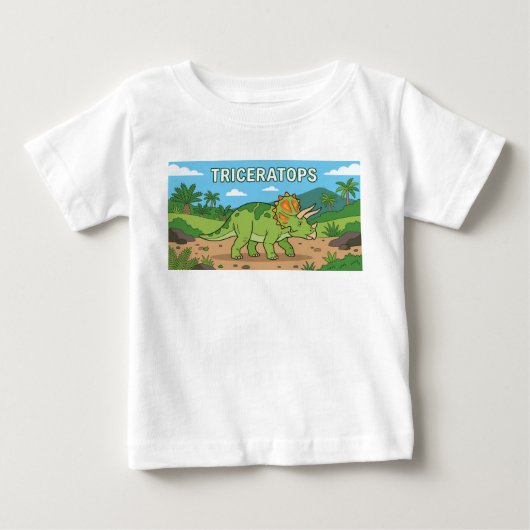 トリケラトプス 恐竜 ベビーTシャツ (正面)