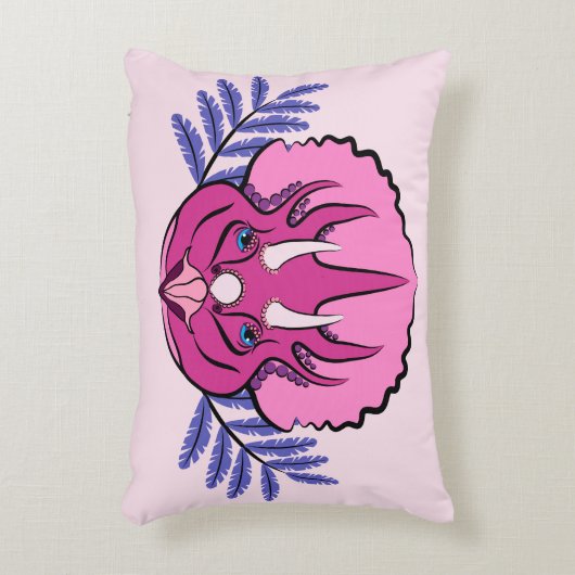 トリケラトプピンクかわいらしの恐竜 アクセントクッション (正面(垂直))