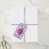 トリケラトプピンクかわいらしの恐竜 ギフトタグ (より糸付き)