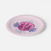トリケラトプピンクかわいらしの恐竜 ペーパープレート (アングル)