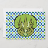 トリケラトプブルーと緑のかわいい恐竜誕生日 招待状 (裏面)