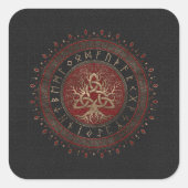 トリケートラブラックレッドレザーと生活の木 スクエアシール (正面)