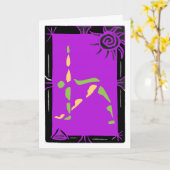 トリコナサナ/三角形ポーズのヨガグリーティングカード カード (黄色い花)