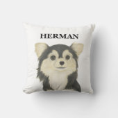 トリコパーソナライズされたールロングヘアチワワ クッション (正面)