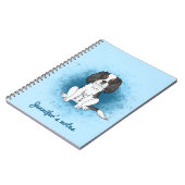 トリコラーカバリエキングチャールズスパニエル犬ドッグオンブルー ノートブック (左側)
