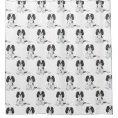 トリコラーカバリエキングチャールズスパニエル犬ドッグパターン シャワーカーテン (正面)