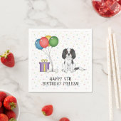 トリコラーカバリヤキングチャールズスパニエル犬-誕生日 スタンダードカクテルナプキン (インサイチュ)