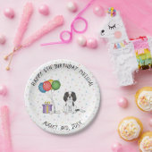 トリコラーカバリヤキングチャールズスパニエル犬-誕生日 ペーパープレート (パーティー)