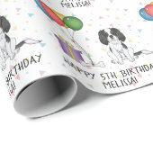 トリコラーカバリヤキングチャールズスパニエル犬-誕生日 ラッピングペーパー (ロールコーナー)