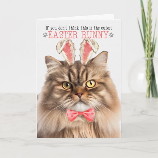トリコロペルシャ猫キュスト復活祭バニー子猫パン シーズンカード (正面)
