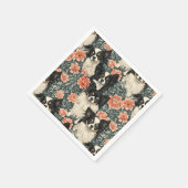 トリコロラチワハスウィリアムスタイルフローラ スタンダードカクテルナプキン (角)