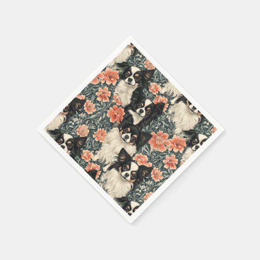 トリコロラチワハスウィリアムスタイルフローラ スタンダードカクテルナプキン (角)