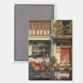 トリシャウペナンマレーシア伝統タウンハウストラベル マグネット (正面/裏面)