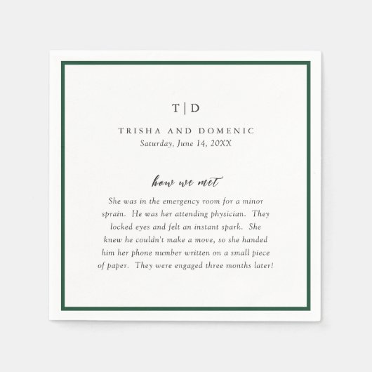 トリシャエメラルドグリーン結婚モダンズ スタンダードカクテルナプキン (正面)