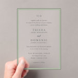 トリシャセージモダング結婚リーン アクリル招待状<br><div class="desc">モダン結婚式招待状はserifとscriptフォントでクリーンなデザインを搭載。</div>