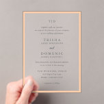 トリシャピーチモダン結婚ズ アクリル招待状<br><div class="desc">モダン結婚式招待状はserifとscriptフォントでクリーンなデザインを搭載。</div>