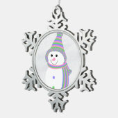 トリジェンダープライド国旗雪だるまスノーパーソン スノーフレークピューターオーナメント (右)