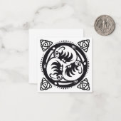 トリスケオンケルト結び目模様マンダラデザインブラック ノートカード (正面/裏面インサイチュ)