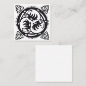 トリスケオンケルト結び目模様マンダラデザインブラック ノートカード (正面/裏面)