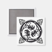 トリスケオンケルト結び目模様マンダラデザインブラック マグネット (正面/裏面)