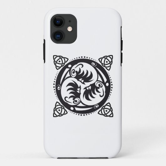 トリスケオンケルト結び目模様マンダラデザインブラック Case-Mate iPhoneケース (裏面)