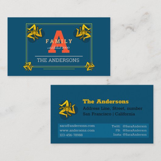 トリスケリオングレイ/赤モノグラムのファミリーヴィンテージ 名刺