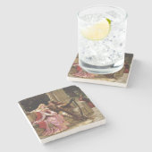 トリスタンとイゾルド（中世ロマンス）ヴィンテージアート ストーンコースター (横)