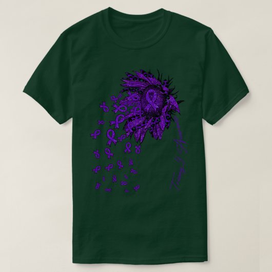 トリソミー9認識度ひまわりリボン花秋 Tシャツ (デザイン正面)