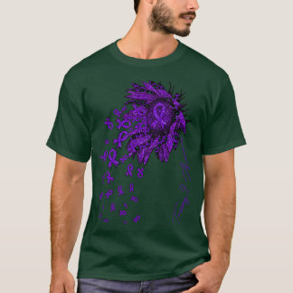 トリソミー9認識度ひまわりリボン花秋 Tシャツ
