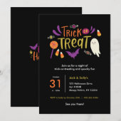 トリッカラフルクまたはトリートハローウィンパーティ招待状 招待状 (正面/裏面)