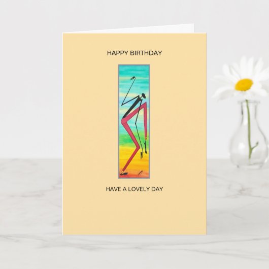 トリッキー・アフリカンダンサーハッピーバースデー カード (小さな植物)