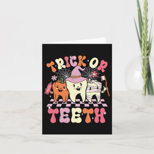 トリックおもしろいまたは歯ハロウィーン歯科衛生士または カード (正面)