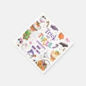 トリックかスリー！かわいいパープルハロウィーン3回目の誕生日 スタンダードカクテルナプキン (角)