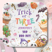 トリックかスリー！かわいいパープルハロウィーン3回目の誕生日 ペーパープレート