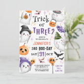 トリックかスリー!可愛い幽霊ハロウィーン3回目の誕生日 招待状 (スタンド正面)