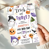 トリックかスリー！可愛い幽霊ハロウィーン3回目の誕生日 招待状