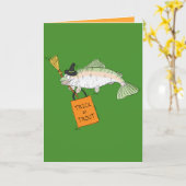 トリックかマス-ハロウィンの魚の挨拶状 カード (黄色い花)