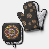 トリックとトリートマンダラ 鍋つかみ&鍋敷きセット (正面/裏面)