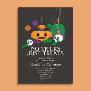トリックなしのハロウィンパーティー お菓子と可愛いカボチャ 招待状